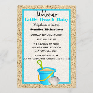 Little Beach Baby Aquamarin Sand Pail Baby Dusche Einladung
