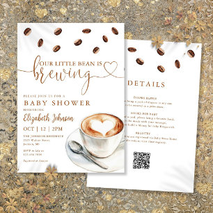 Little Bean Brewing Coffee Baby Shower All In One Einladung