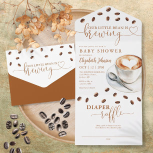Little Bean Brewing Coffee Baby Shower All In One Einladung