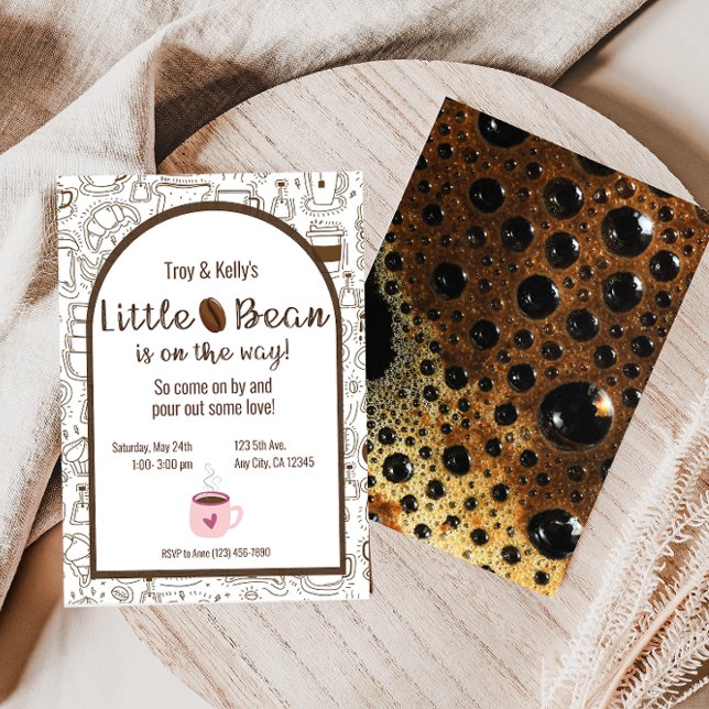 Little Bean Coffee Themed Baby Dusche Einladung (Von Creator hochgeladen)