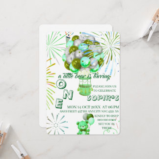 Little Bear First Birthday Invitation with Photo,  Einladung