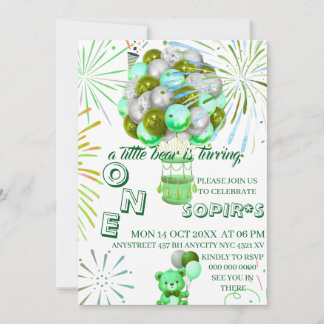 Little Bear First Birthday Invitation with Photo,  Einladung