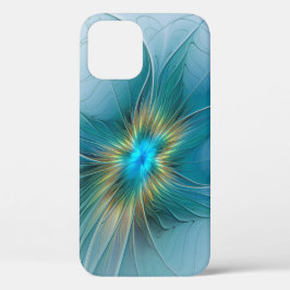 Little Beauty Modern Blue Gold Fraktal Blume Case-Mate iPhone Hülle