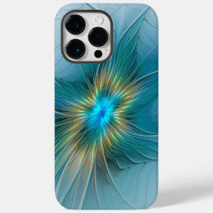 Little Beauty Modern Blue Gold Fraktal Blume Case-Mate iPhone 14 Pro Max Hülle