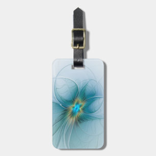 Little Beauty Modern Blue Gold Fraktal Blume Gepäckanhänger