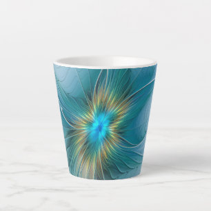 Little Beauty Modern Blue Gold Fraktal Blume Milchtasse