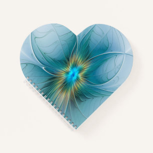 Little Beauty Modern Blue Gold Fraktal Blume Notizbuch