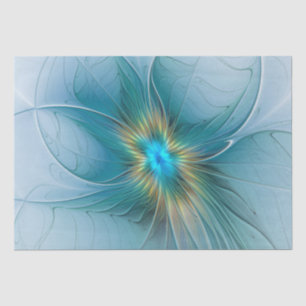 Little Beauty Modern Blue Gold Fraktal Blume Seidenpapier