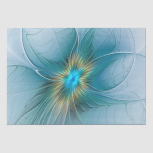Little Beauty Modern Blue Gold Fraktal Blume Seidenpapier