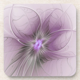 Little Beauty Modern Mauve Gray Fractal Art Flower Getränkeuntersetzer