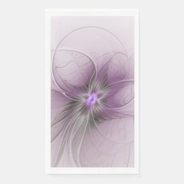 Little Beauty Modern Mauve Gray Fractal Art Flower Serviette (Vorderseite)
