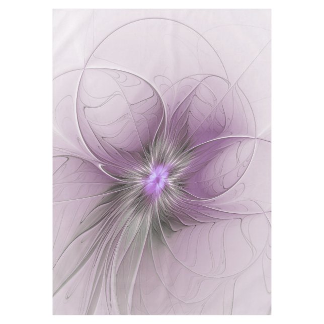 Little Beauty Modern Mauve Gray Fractal Art Flower Tischdecke (Vorderseite)