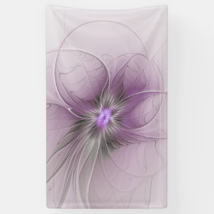 Little Beauty Modern Mauve Gray Fraktal Blume Banner
