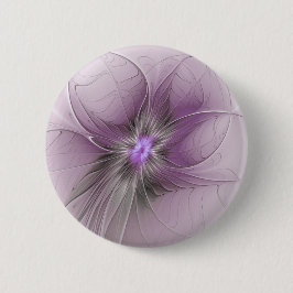 Little Beauty Modern Mauve Gray Fraktal Blume Button