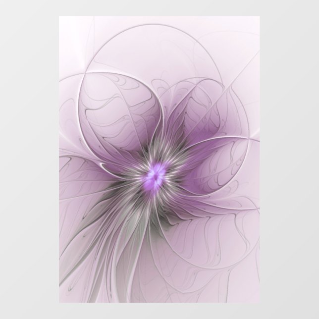 Little Beauty Modern Mauve Gray Fraktal Blume Fensteraufkleber (Blatt)