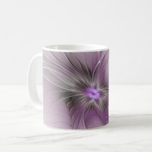 Little Beauty Modern Mauve Gray Fraktal Blume Kaffeetasse