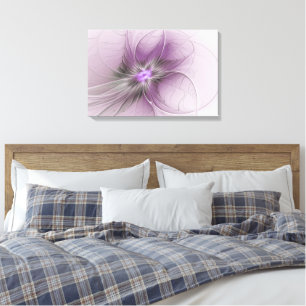Little Beauty Modern Mauve Gray Fraktal Blume Leinwanddruck