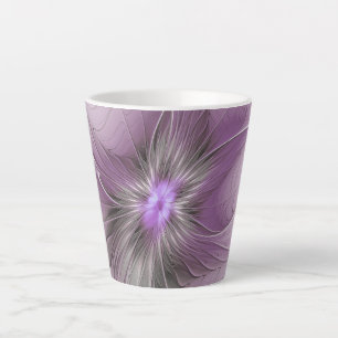 Little Beauty Modern Mauve Gray Fraktal Blume Milchtasse