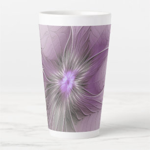 Little Beauty Modern Mauve Gray Fraktal Blume Milchtasse