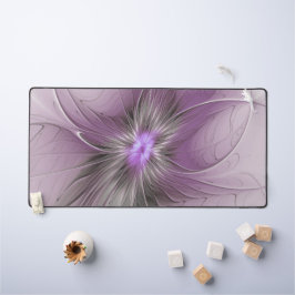 Little Beauty Modern Mauve Gray Fraktal Blume Schreibtischunterlage