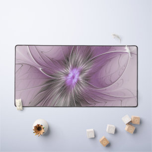 Little Beauty Modern Mauve Gray Fraktal Blume Schreibtischunterlage