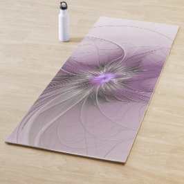 Little Beauty Modern Mauve Gray Fraktal Blume Yogamatte