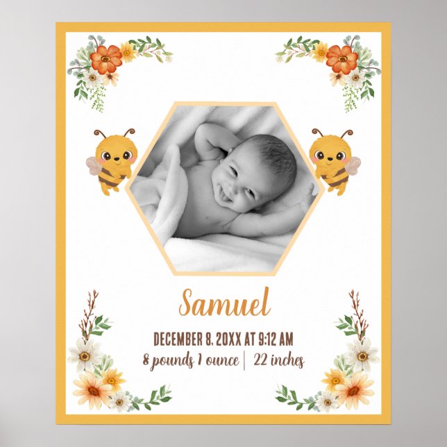 Little Bee Baby Birth Stats Poster (Vorne)