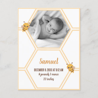 Little Bee Baby Birth Stats Postkarte