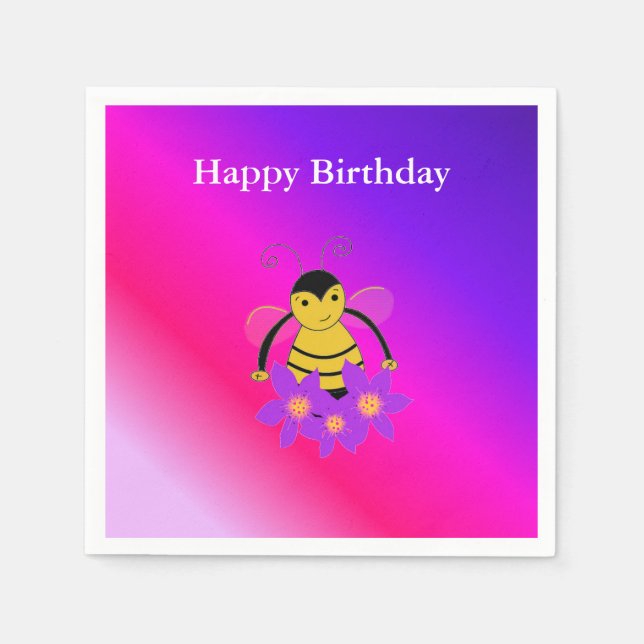 Little Bee Happy Birthday Serviette (Vorderseite)