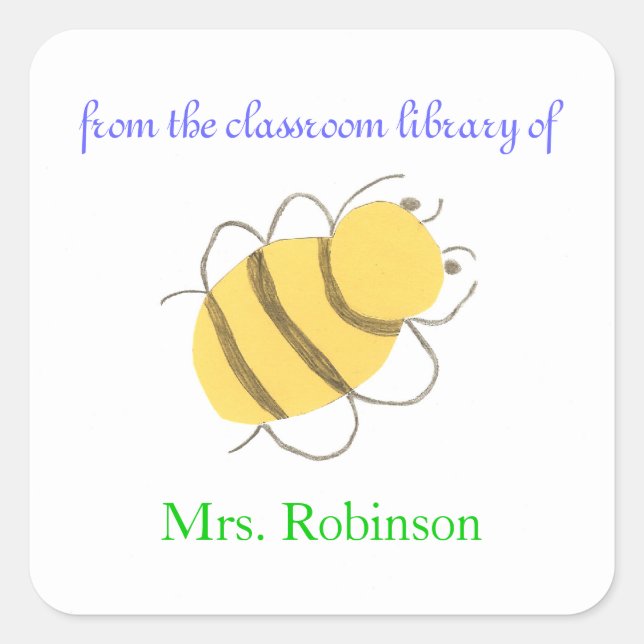 Little bee personalized bookplates for teacher quadratischer aufkleber (Vorderseite)
