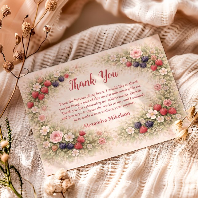 Little Berry Celebration 1st Birthday Dankeskarte (Von Creator hochgeladen)