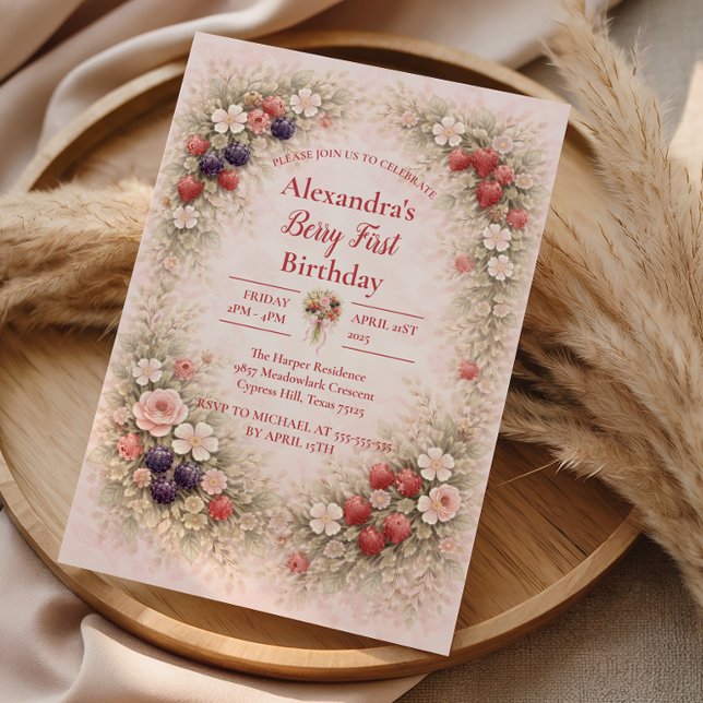 Little Berry Celebration 1st Birthday Einladung (Von Creator hochgeladen)