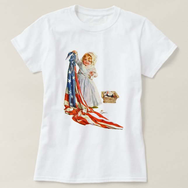 Little Betsy Ross und die amerikanische Flagge T-Shirt (Design vorne)