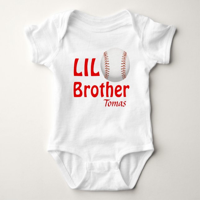 Little Big Brother/Cousin/Sister Baseball Baby Strampler (Vorderseite)