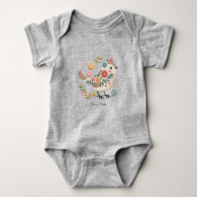 Little Bird Blätter Blume Pink Baby Bodysuit Baby Strampler (Vorderseite)