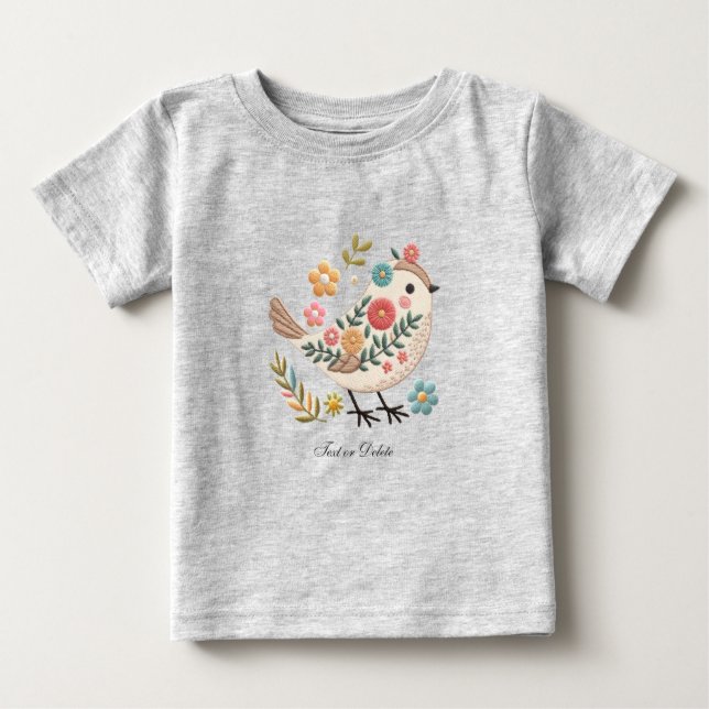 Little Bird Blätter Blume Pink Baby T - Shirt (Vorderseite)