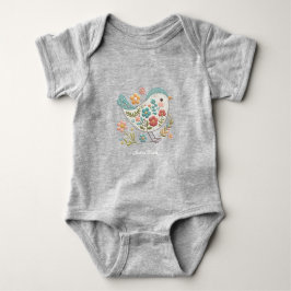 Little Bird Blue Pink Blume Baby Bodysuit Baby Strampler