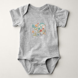 Little Bird Blue Pink Blume Baby Bodysuit Strampler