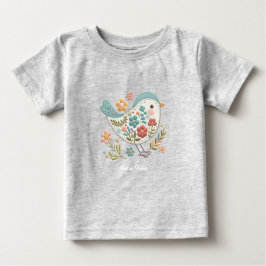Little Bird Blue Pink Blume Baby T - Shirt