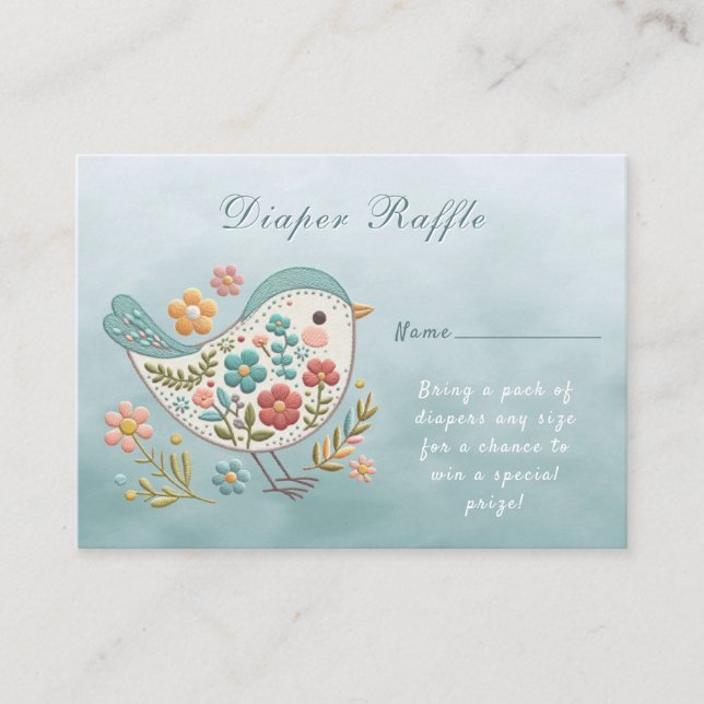 Little Bird Blue Pink Blume Babydusche Begleitkarte (Vorderseite)