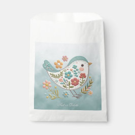 Little Bird Blue Pink Blume bevorzugen Taschen Geschenktütchen