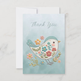 Little Bird Blue Pink Blume Danke Karte