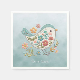 Little Bird Blue Pink Blume Napkins Serviette