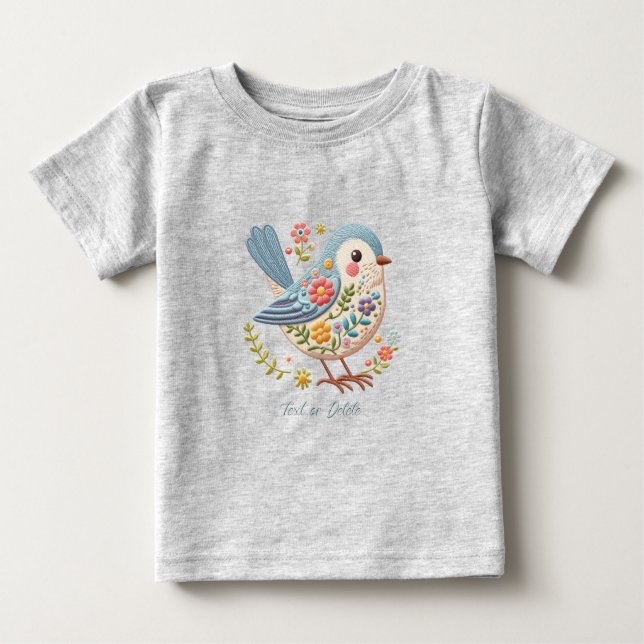 Little Bird Floral Blue Baby T - Shirt (Vorderseite)