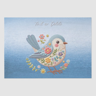 Little Bird Floral Blue Tissue Seidenpapier