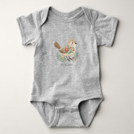 Little Bird Floral Embroidery Gold Baby Bodysuit Strampler
