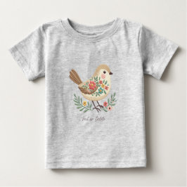 Little Bird Floral Gold Baby T - Shirt