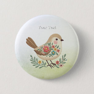 Little Bird Floral Gold Button