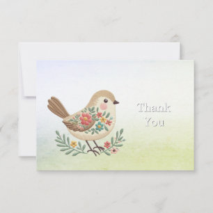 Little Bird Floral Gold Danke Karte