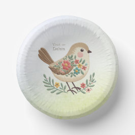 Little Bird Floral Gold Paper Bowl Pappteller